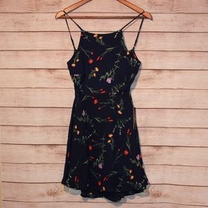 Lulus Floral Navy Tie Back Dress